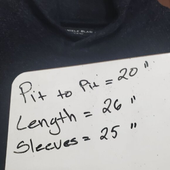 DANIELE BLASI Womens Sweater SZ L Mock Neck Wool Knit Ribbed Navy Long Sleeves - Picture 8 of 10